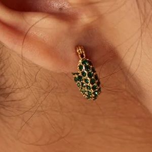 Mini green crystal hoop earrings
